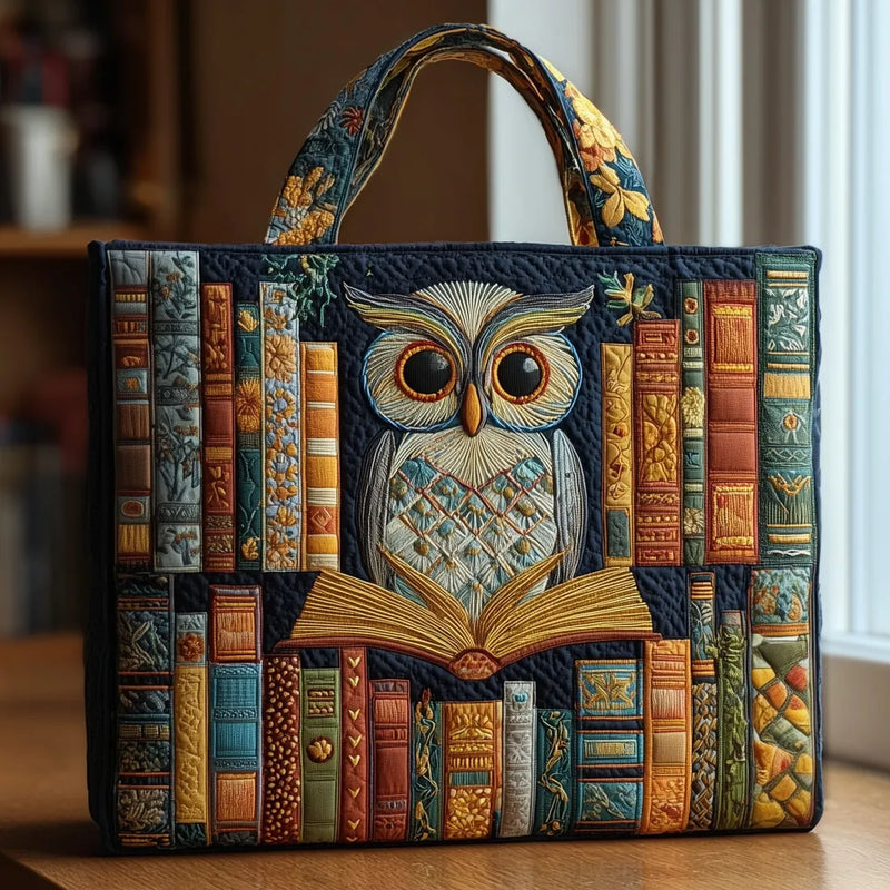 Handmade bag - Owl and antique books