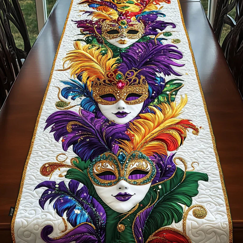 Quilted table runner - carnival masks