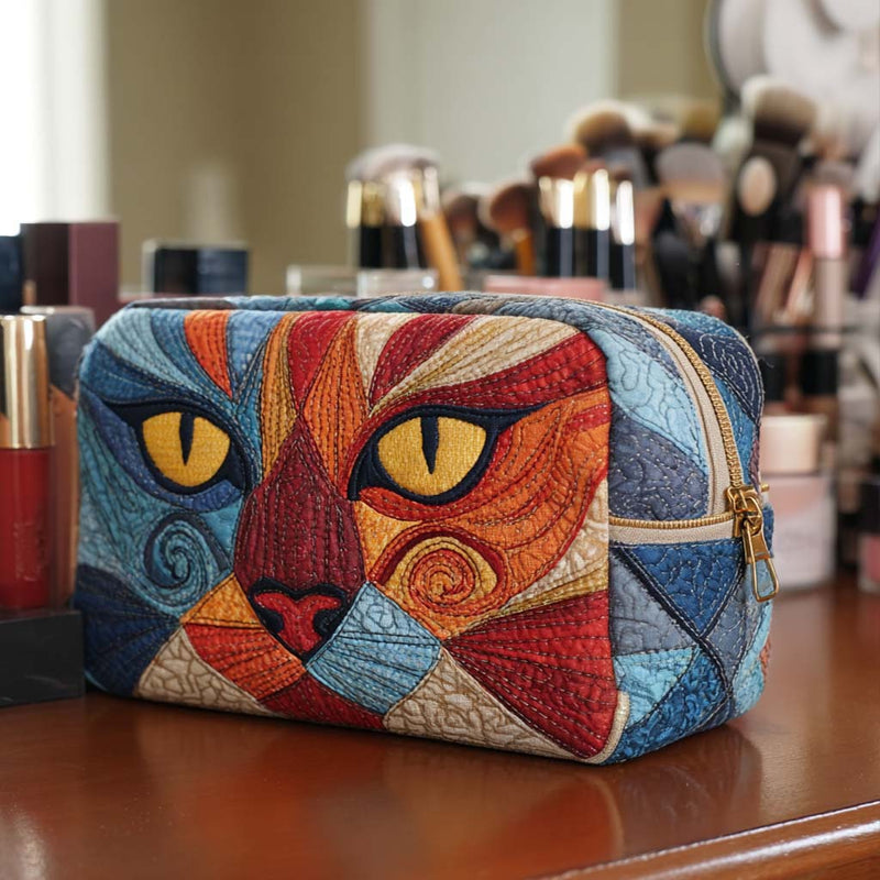 Sweet Kitten Patchwork Makeup Bag